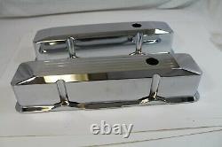 Small Block Chevy Tall Valve Covers Ball Milled chrome 283/350