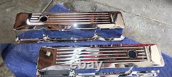Small Block Chevy Valve Covers, Chrome Tall Perimeter Style Hold Down, New