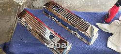 Small Block Chevy Valve Covers, Chrome Tall Perimeter Style Hold Down, New