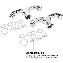 Smoothie Rams Horn Exhaust Manifolds, Chrome, Fits Small Block Chevy
