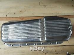 Vintage Cal-Custom SBC Oil Pan left hand dip stick small block aluminum finned
