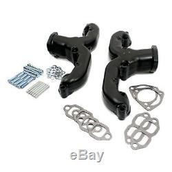 Vintage Style Performance Rams Horn Exhaust Manifold SBC Chevy Small Block Black