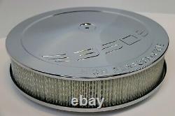 14 X 3 350 Logo Ronde Chrome Air Cleaner Assemblage Drop Base Chevy Sbc 350