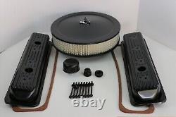 Kit de personnalisation du moteur SB Chevy Centerbolt noir, caches-soupapes et filtre à air pour SBC 350.