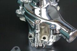 Pompe à eau aluminium longue pour moteur Small Block Chevy avec chrome + kit poulie à une gorge