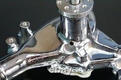Pompe à eau aluminium longue pour moteur Small Block Chevy avec chrome + kit poulie à une gorge