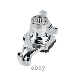 Pompe à eau courte CHROME et poulie noire à une rainure pour SBC Chevy 283 305 350 SWP