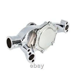 Pompe à eau courte CHROME et poulie noire à une rainure pour SBC Chevy 283 305 350 SWP