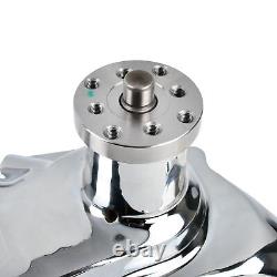 Pompe à eau courte CHROME et poulie noire à une rainure pour SBC Chevy 283 305 350 SWP