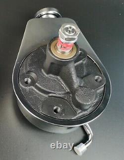 Pompe de direction assistée Saginaw chromée pour petit bloc Chevy SBC + kit de support en aluminium