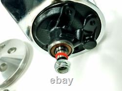Pompe de direction assistée avec support et poulie, style Saginaw chromé, compatible avec Chevy SBC.